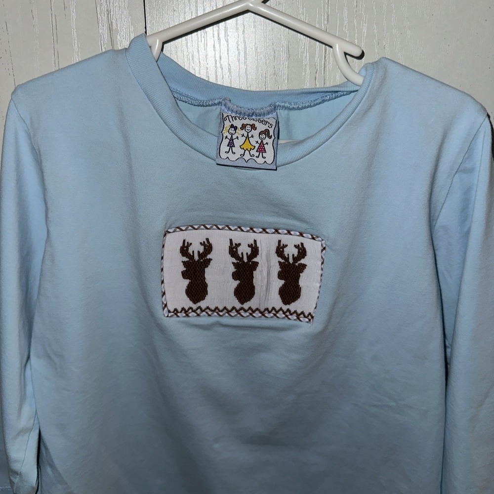 Three Sisters Deer Smocked Boys Shirt  Size 6